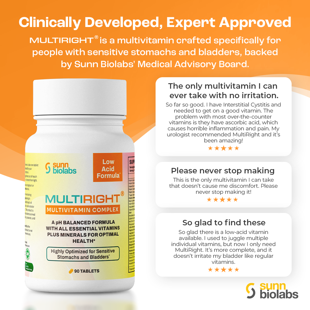 MULTIRIGHT Low Acid Multivitamin Complex - 90-day Supply (1 bottle)