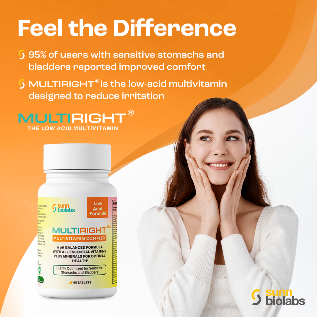 MULTIRIGHT Low Acid Multivitamin Complex - 90-day Supply (1 bottle)